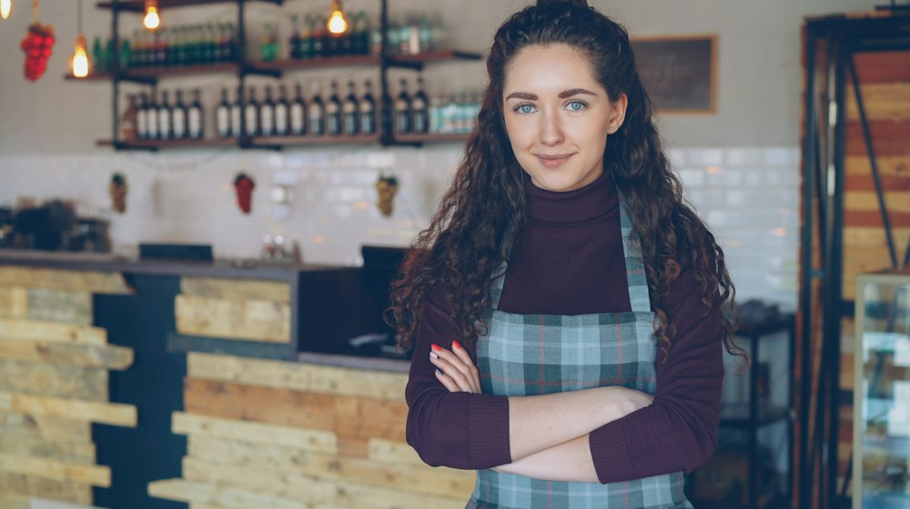 A small-business owner in her shop